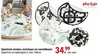 Speelmat straten, treinbaan en wereldkaart