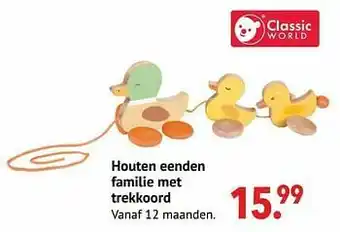 Houten eenden familie met trekkoord
