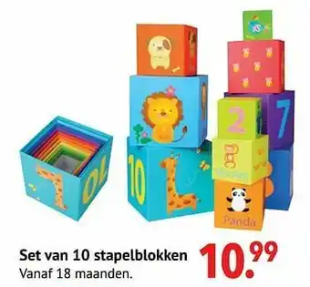 De Kinderplaneet Set van 10 stapelblokken aanbieding
