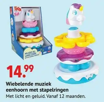 Wiebelende muziek eenhoorn met stapelringen