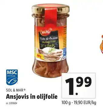 Lidl Sol & Mar Ansjovis in olijfolie aanbieding
