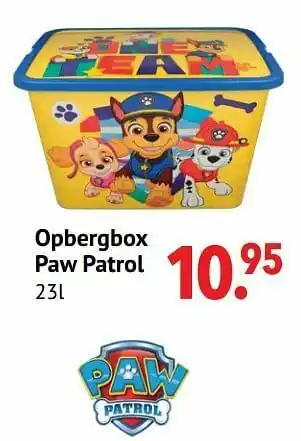 De Kinderplaneet Opbergbox paw patrol aanbieding