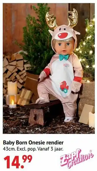 Baby born onesie rendier
