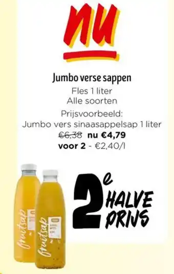 Jumbo vers sinaasappelsap 1 liter aanbieding