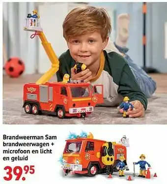 Brandweerman sam brandweerwagen + microfoon en licht en geluid
