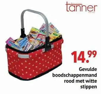 Gevulde boodschappenmand rood met witte stippen
