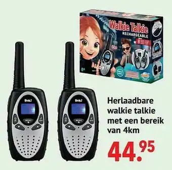 Herlaadbare walkie talkie met een bereik van 4km