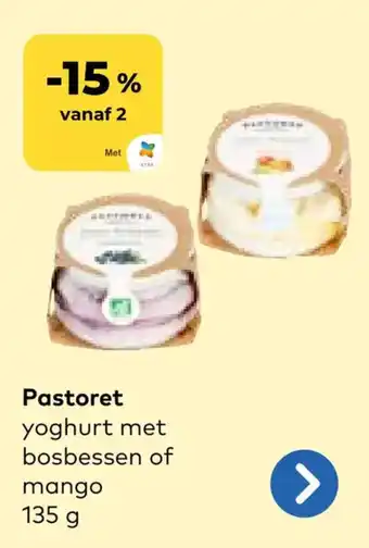 Bio Planet Pastoret yoghurt met bosbessen of mango 135g aanbieding