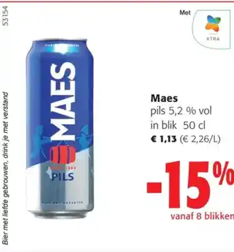 Colruyt Maes pils 5,2% vol in blik 50 cl aanbieding