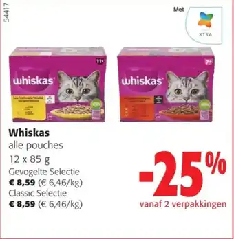 Colruyt Whiskas alle pouches 12 x 85g aanbieding