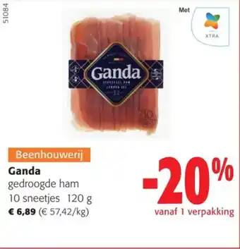 Colruyt Ganda gedroogde ham 10 sneetjes 120 g aanbieding