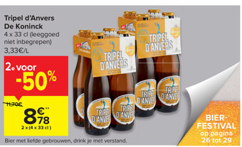 Carrefour Tripel d'Anvers De Koninck 2*(4*330ml) aanbieding