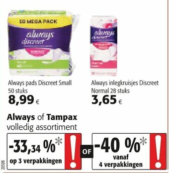 Colruyt Always of Tampax aanbieding