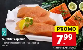Lidl Zalmfilets op huid 4x125 g aanbieding