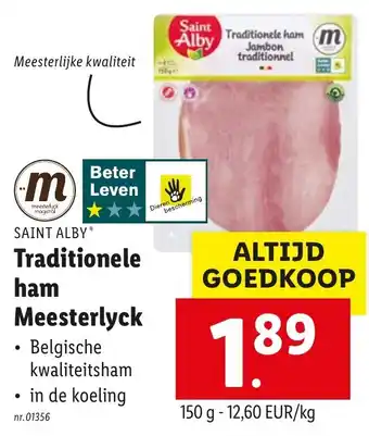 Lidl Saint alby Traditionele ham Meesterlyck 150 g aanbieding