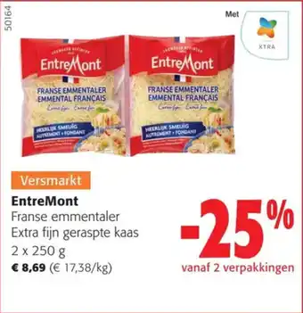 Colruyt EntreMont Franse emmentaler Extra fijn geraspte kaas 2 x 250 g aanbieding