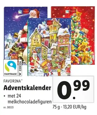 Lidl FAVORINA Adventskalendar 75g aanbieding