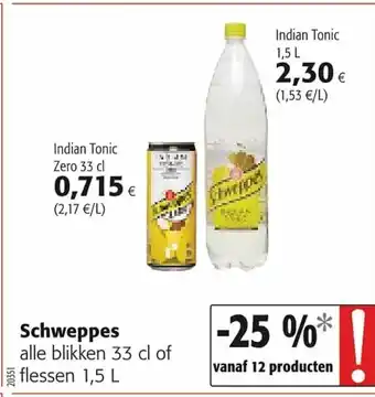 Colruyt Schweppes 330ml/1.5L aanbieding