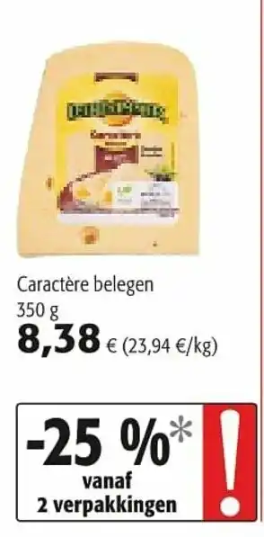 Colruyt Leerdammer Caractere belegen 350g aanbieding