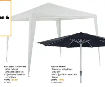 GAMMA Partytent Caribe Wit 275 x 275 x 250cm aanbieding