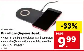 Lidl Silvercrest Draadloze Qi-powerbank aanbieding