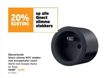 GAMMA Qnect slimme WIFI stekker met energiemeter zwart aanbieding