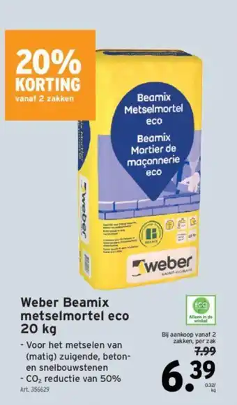 GAMMA Weber Beamix metselmortel eco 20 kg aanbieding