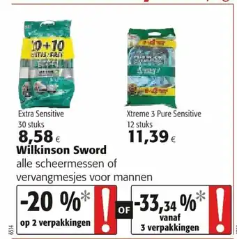 Colruyt Wilkinson Sword scheermessen of vervangmesjes voor mannen aanbieding