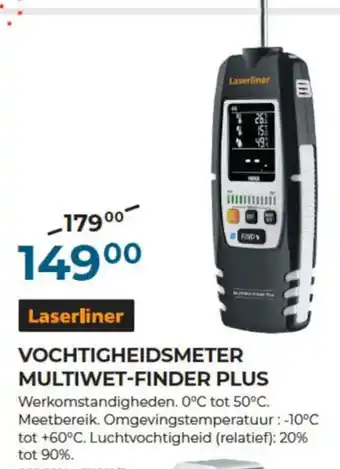 Meno Pro Laserliner VOCHTIGHEIDSMETER MULTIWET-FINDER PLUS aanbieding