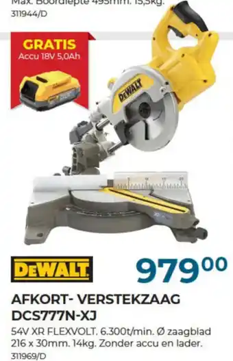 Meno Pro DEWALT AFKORT-VERSTEKZAAG DCS777N-XJ aanbieding