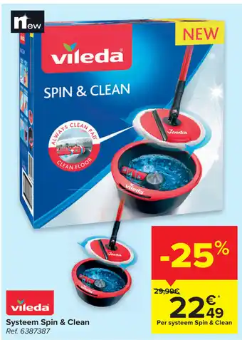 Carrefour Vileda Systeem Spin & Clean aanbieding