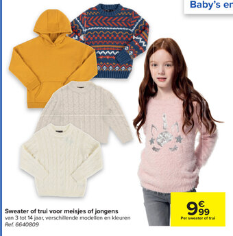 Carrefour Sweater of Trui voor meisjes of jongens aanbieding