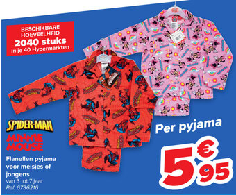 Carrefour Flanellen pyjama voor meisjes of jongens aanbieding