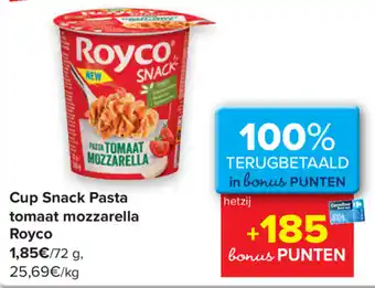 Carrefour Royco Snack Pasta tomaat mozzarella 72g aanbieding