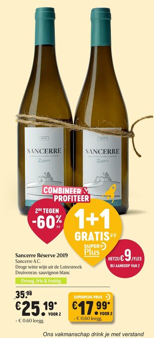 Delhaize Sancerre Reserve 2019 1+1 aanbieding