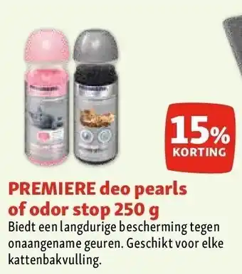 Maxi Zoo PREMIERE deo pearls of odor stop 250 g aanbieding