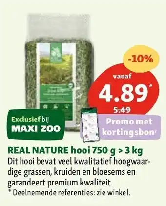 Maxi Zoo REAL NATURE hooi 750 g > 3 kg aanbieding