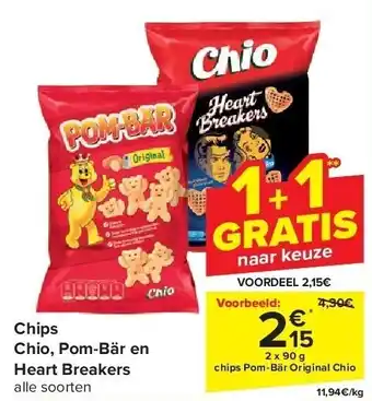 Carrefour Chips Chio, Pom-Bär en Heart Breakers aanbieding