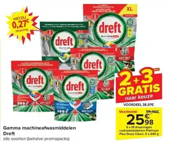 Carrefour Gamma machineafwasmiddelen Dreft aanbieding