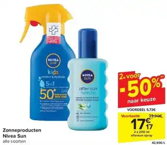 Carrefour Zonneproducten Nivea Sun aanbieding