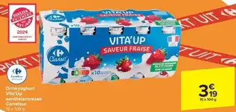 Carrefour Drinkyoghurt Vita’Up aardbeiensmaak Carrefour aanbieding