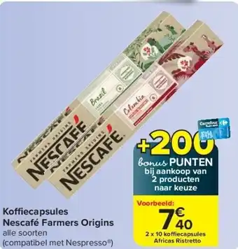 Carrefour Ko ecapsules Nescafé Farmers Origins aanbieding