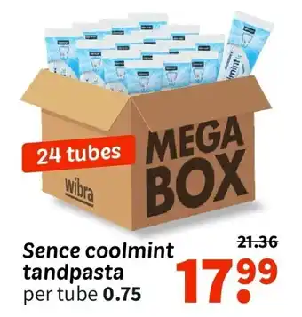 Wibra Sence coolmint tandpasta aanbieding