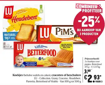Delhaize Lu koek 3*100-500g aanbieding