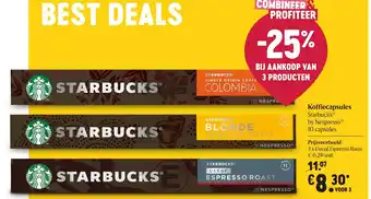 Delhaize Starbucks Koffiecapsules 3*10st aanbieding