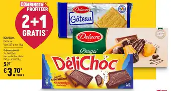 Delhaize Delacre Koekjes 3*125g-1kg aanbieding