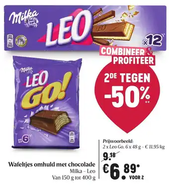 Milka-Leo Wafeltjes omhuld met chocolade 2*150-400g