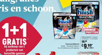 Delhaize Finish Quantum Ultimate vaatwastabletten 2*20-45tabs aanbieding