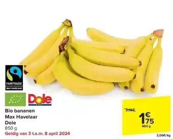 Carrefour Bio bananen Max Havelaar Dole aanbieding