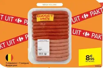 Carrefour 7 chipolata’s + 7 merguez Budget pack aanbieding